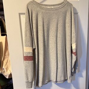 Easel Sweater with Striped Sleeves